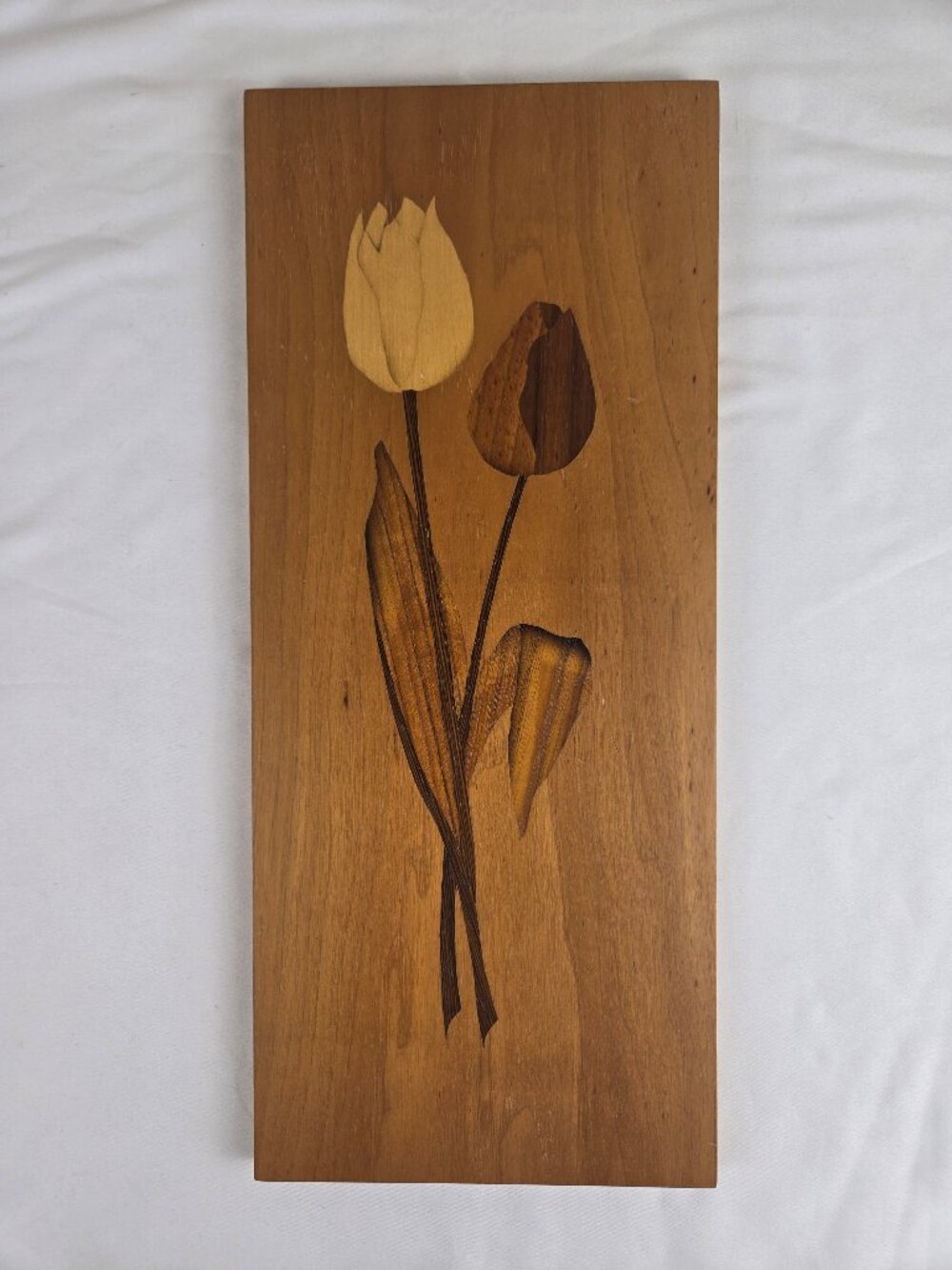Vintage Heiko Tulip Marquestry Wood Inlay Wall Art Artist Signed Collectible